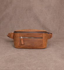 Brown Vintage Large Leather Waist Bag Mens - iwalletsmen