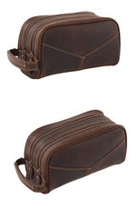 cool mens toiletry bag Brown Leather Men's Toiletry Bag Leather Roomy Dopp Kit Clutch Wash Kit - iwalletsmen