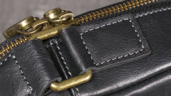 Black Small Messenger Bag Men's Black Leather Messenger Bag Small Black Leather Crossbody Bag - iwalletsmen