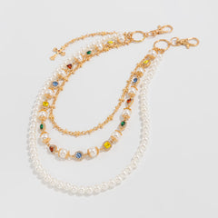 Gold Womens Wallet Chain Pearl Wallet Chain for Women Triple Ball Wallet Chain - iChainWallets