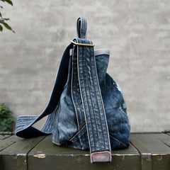 Blue Denim Tote Handbag Denim Tote Bag Blue Denim Tote Shoulder Bag Jean Tote Bag - Feltify