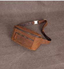 Brown Vintage Large Leather Waist Bag Mens - iwalletsmen