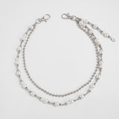 Fake Pearl Wallet Chain for Women Double Wallet Chain Beaded Wallet Chain - iChainWallets