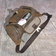 Dark Brown Mens Leather Waist Pack 