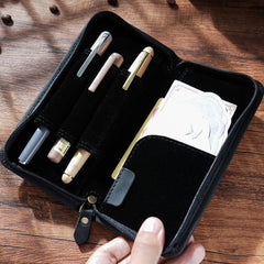 Black Leather Fountain Pen Case Black Luxury Leather Pen Case