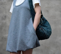 Blue Denim Messnger Bag Washed Distressed Womens Large Jeans Shoulder Bag Large Denim Crossbody Bag for Men - Feltify