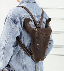 Brown Ox Bull Head Leather Backpack Mens Cool Leather Backpack - iwalletsmen