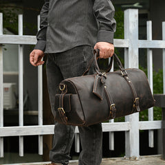 Brown Leather Weekender Bag for Men 