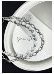 White Turquoise Beaded Wallet Chain Beaded Pants Chain Double Wallet Chain - iChainWallets