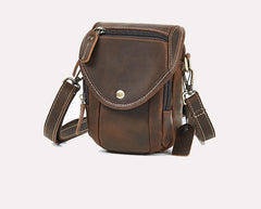Brown Leather Phone Belt Pouch 