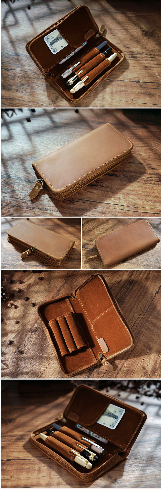 Brown Leather Fountain Pen Case Luxury Leather Pen Case - iwalletsmen