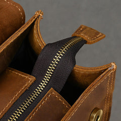 Crazy Horse Leather Backpack Mens 17L Brown Leather Backpack for Men - iwalletsmen