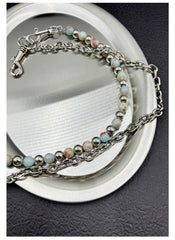 Light Blue Beaded Wallet Chain Ball Wallet Chain Double Wallet Chain - iChainWallets