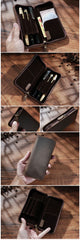 Black Leather Fountain Pen Case Luxury Leather Pen Case - iwalletsmen