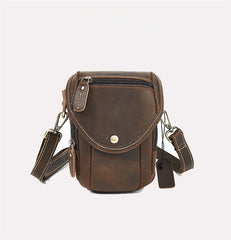 Brown Mens Belt Pouch Leather Belt Phone Pouch - iwalletsmen