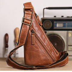 sling leather bag​ Black Leather Sling Bag for Men Mens Chest Bag Crossbody Chest Bag Chest Crossbody Bag 