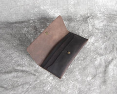 Long Leather Wallet with Flap Mens Wallet with Flap Brown Leather Flap Wallet - iwalletsmen