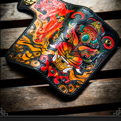 Biker Wallet Handmade Tooled Leather Wallet Biker Chain Wallet Mens Tooled Leather Wallet 