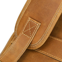 Camel Crazy Horse Leather Backpack Mens Large Tan Leather Backpack for Men - iwalletsmen