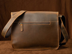 Brown Leather Messenger Bag - Feature