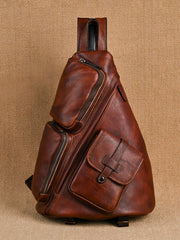 Leather Large Sling Bag for Big - Black