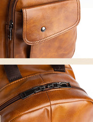 Leather Large Sling Backpack - Handle Detail