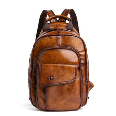 Large Leather Sling Bag - Stitching Detail
