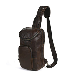 Sling bag for big man - leather texture and stitching detail close-up