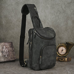 Sling bag for big man - leather texture and stitching detail close-up