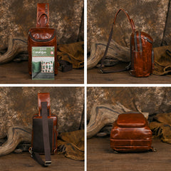 Sling bag for big man - leather texture and stitching detail close-up