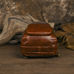 Sling bag for big man - leather texture and stitching detail close-up