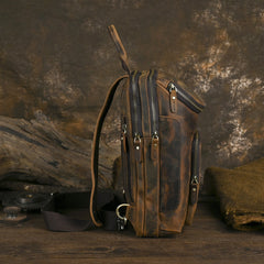 Sling bag for big man - leather texture and stitching detail close-up