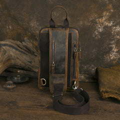 Sling bag for big man - leather texture and stitching detail close-up