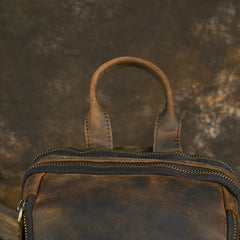Sling bag for big man - leather texture and stitching detail close-up