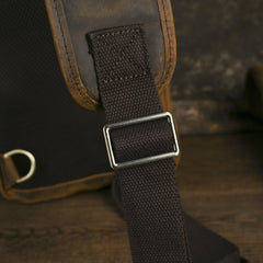 Sling bag for big man - leather texture and stitching detail close-up
