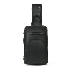 Sling bag for big man - leather texture and stitching detail close-up