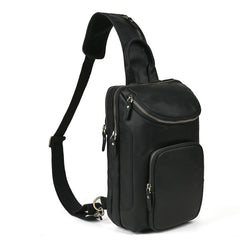Sling bag for big man - leather texture and stitching detail close-up