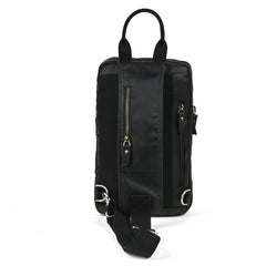 Sling bag for big man - leather texture and stitching detail close-up