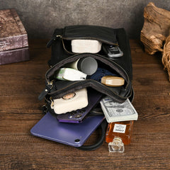 Sling bag for big man - leather texture and stitching detail close-up