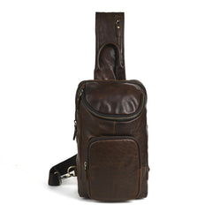 Sling bag for big man - leather texture and stitching detail close-up