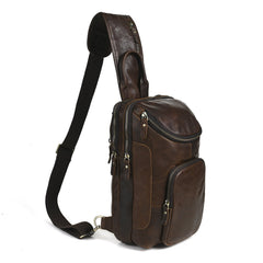 Sling bag for big man - leather texture and stitching detail close-up