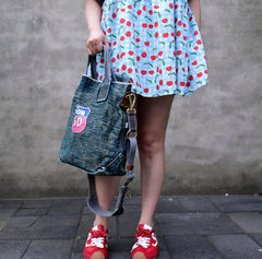 Blue Jean Vertical Tote Bag Denim Tote Handbag Denim Tote Bag Blue Denim Tote Shoulder Bag - Feltify