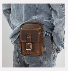 Brown Leather Belt Loop Pouch - iwalletsmen