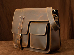 Brown Leather Messenger Bag - Style