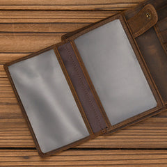 Dark Brown Leather Vertical Wallet with Buckle Mens Wallets Leather Vertical Bifold Wallet - iwalletsmen