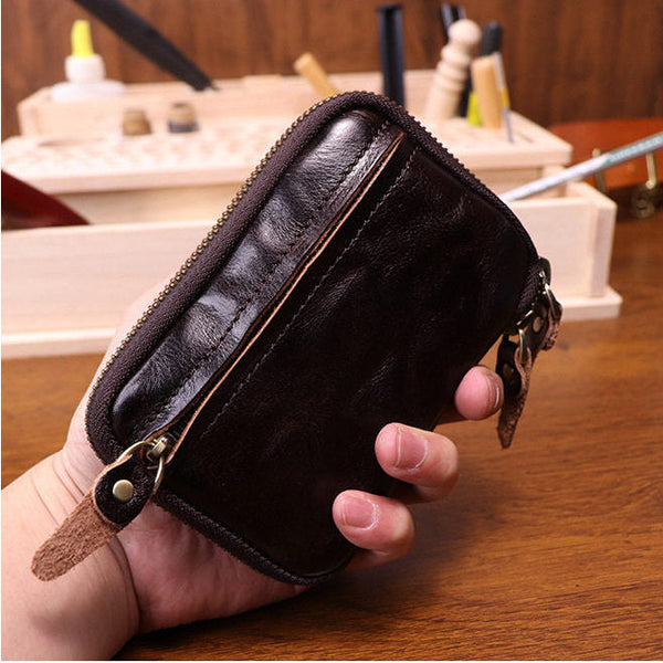 Dark Brown Leather Key Ring Wallet Mens Leather Key Wallet for Men - iwalletsmen