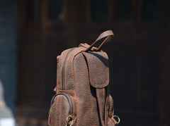 Dark Brown Leather Sling Backpack for Men 