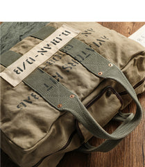 Khaki Canvas Mens Pilot Bag Canvas WWII Bag Canvas Army Weekender Bag Travel Bag for Men