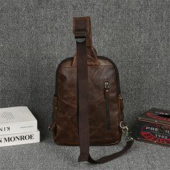 Large Leather Sling Bag for Big Guys - Flat Lay