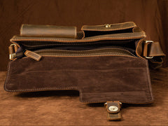 Brown Leather Messenger Bag - Detail